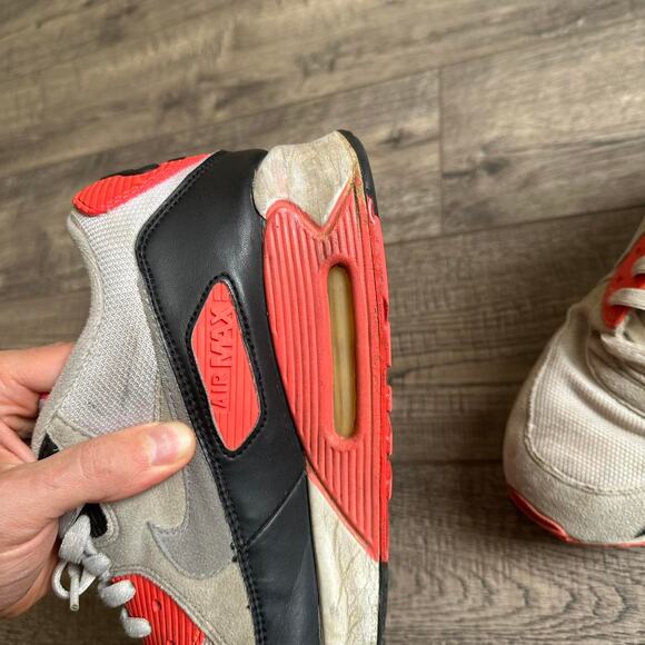 Cooked Vintage 2010 Nike Airmax 90 Grey Red Infrared - Picture 4 of 8